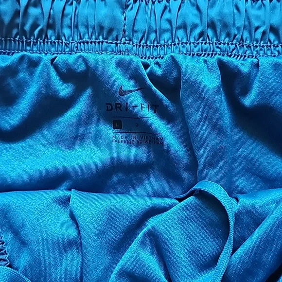 Nike Womens BlueGreen Logo Dri-Fit Running Shorts Size L Casual Activewear - Picture 2 of 2